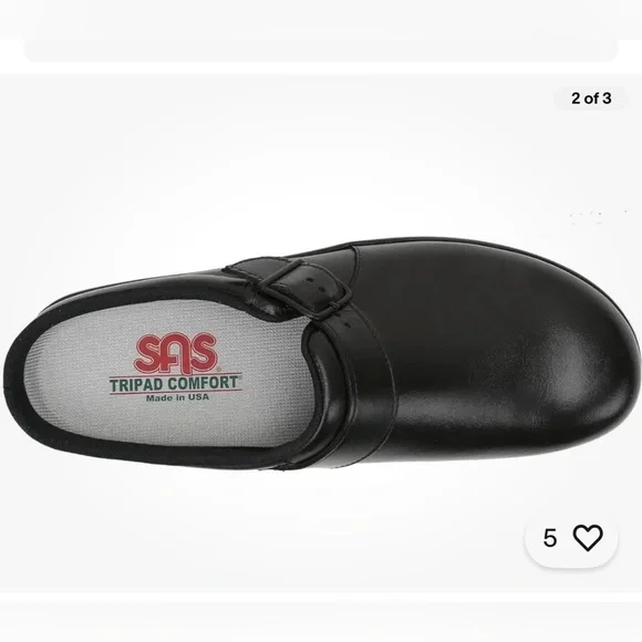 SAS Clog slip on Classic Black Leather Loafers - Picture 3 of 10